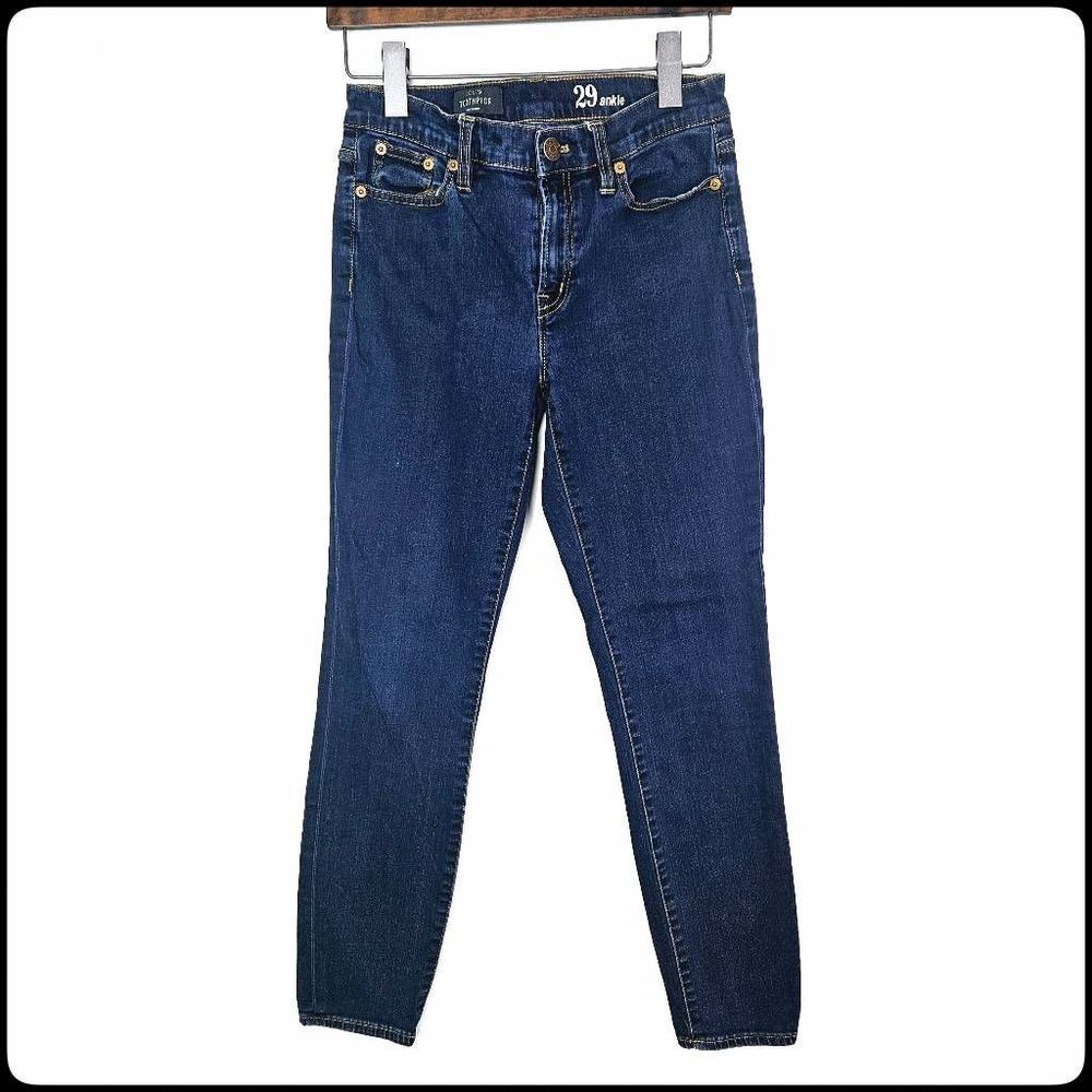 J. CREW High Rise Toothpick Deep Wash Women's Skinny Tapered Ankle Jeans Size 29